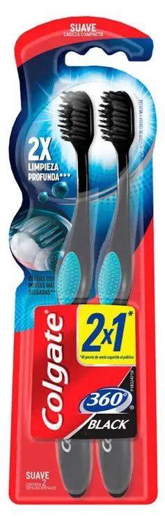 COLGATE CEP.DTAL 360º BLACK SUAVE X 2 U.