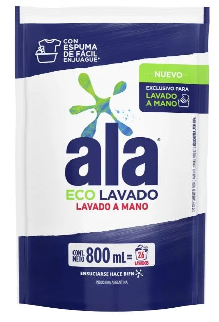 ALA J.LIQUIDO LAVADO A MANO ECO LAVADO X 800 ML (12) D.PACK